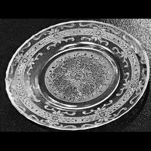 Vintage 1930s Rose Band Depression Glass Plate • RARE Silver Rim • Macbeth-Evans Dish • Mid Century