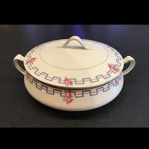Antique 1890s Meakin Bowl • Alfred Meakin Lidded Casserole • Double Handled RARE FIND • Porcelain • 22Kt Gold Trim • Excellent Condition