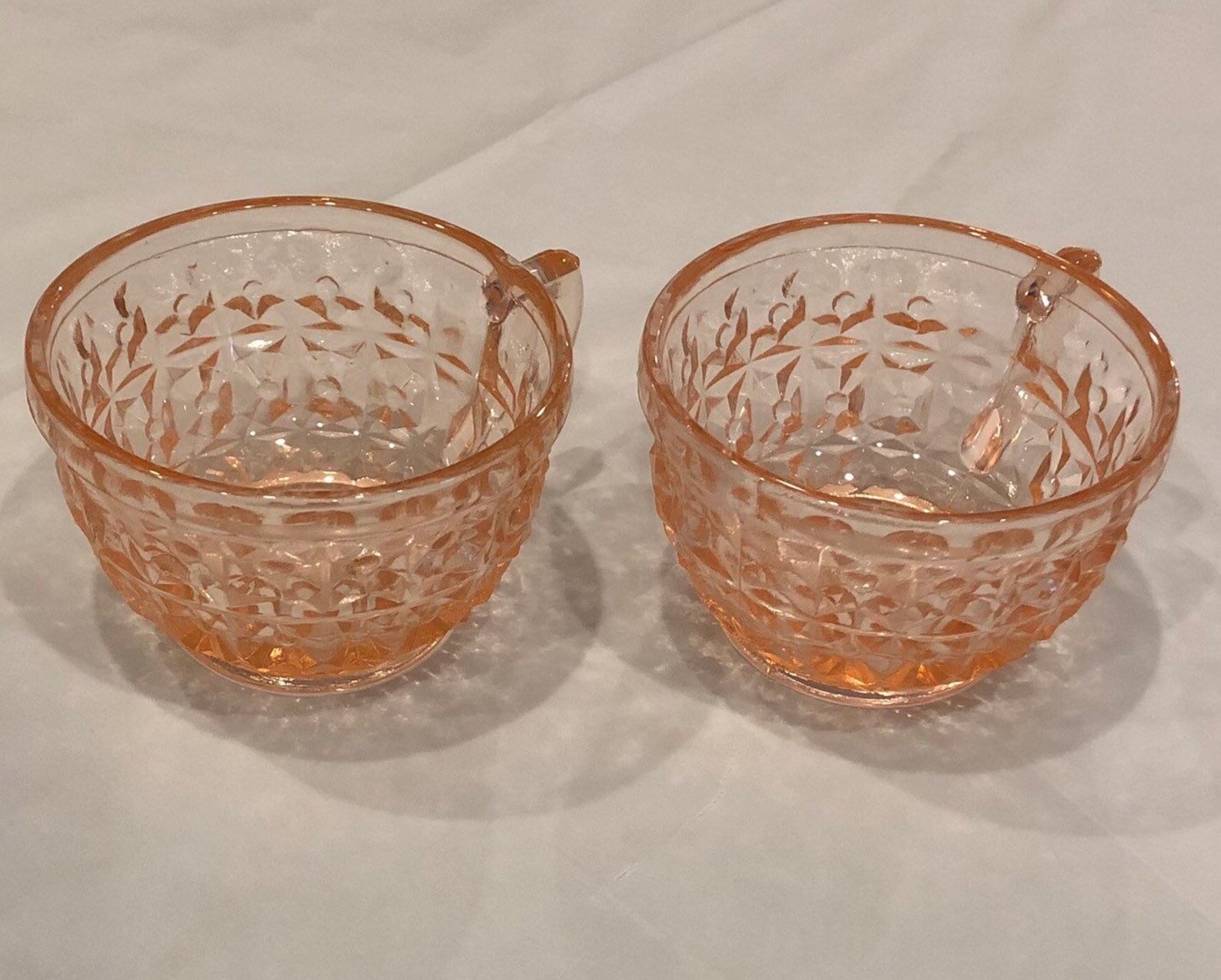 Vintage Depression Glass Holiday Tea Cups 2 Cups & Etsy UK