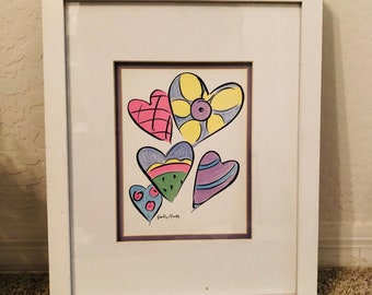 Vintage Sally Huss Lg. Hearts Print <> Signed By Artist <> 12 1/2” X 15 1/2”<> Inspirational Art <> Rare <> 1990’s <> EXCELLENT CONDITION