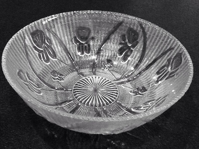 Depression Glass RARE Iris & Herringbone Bowl 8 Etsy