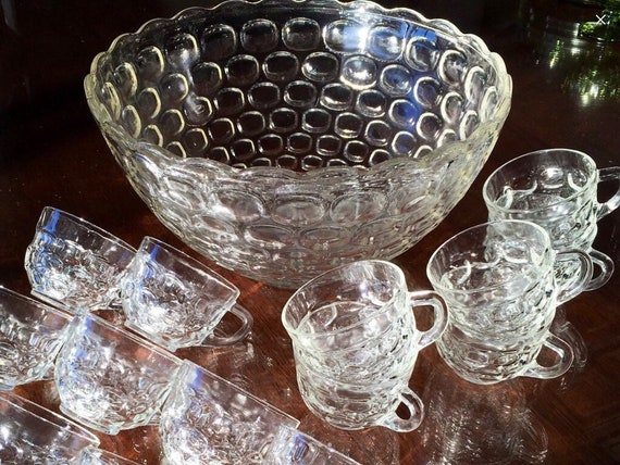 Vintage Federal Punch Bowl RARE Yorktown Jubilee 12 Cups/12 Hooks