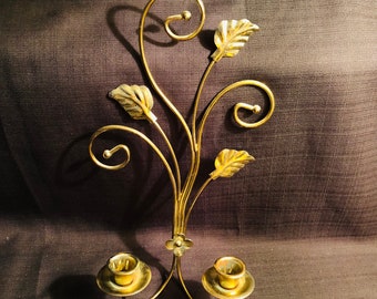 Vintage Brass Wall Sconce <> Large Double Candle Holder <> 1960's Mid Century Modern <> EXCELLENT CONDITION