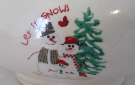 Atico Let It Snow 1998. 3 Snowmen And Tree Dinner Plate 