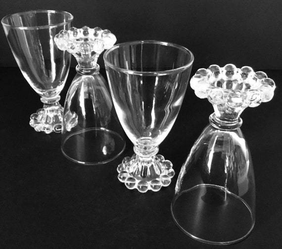 1950s Clear Mini Martini Glasses With Black Scalloped Base, Set of 6