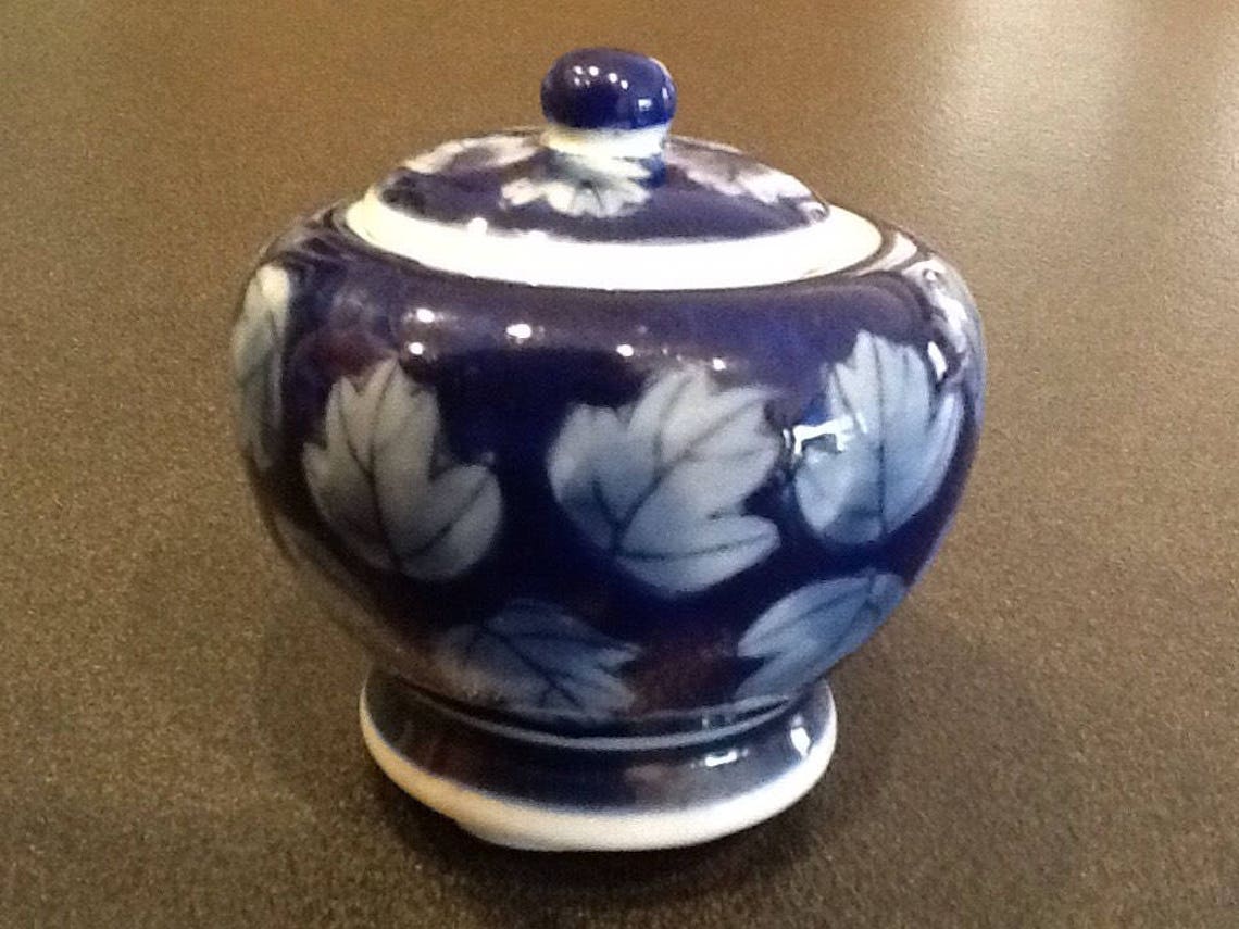 Vintage Designpac Trinket Box or Sugar Bowl Flow Blue Etsy