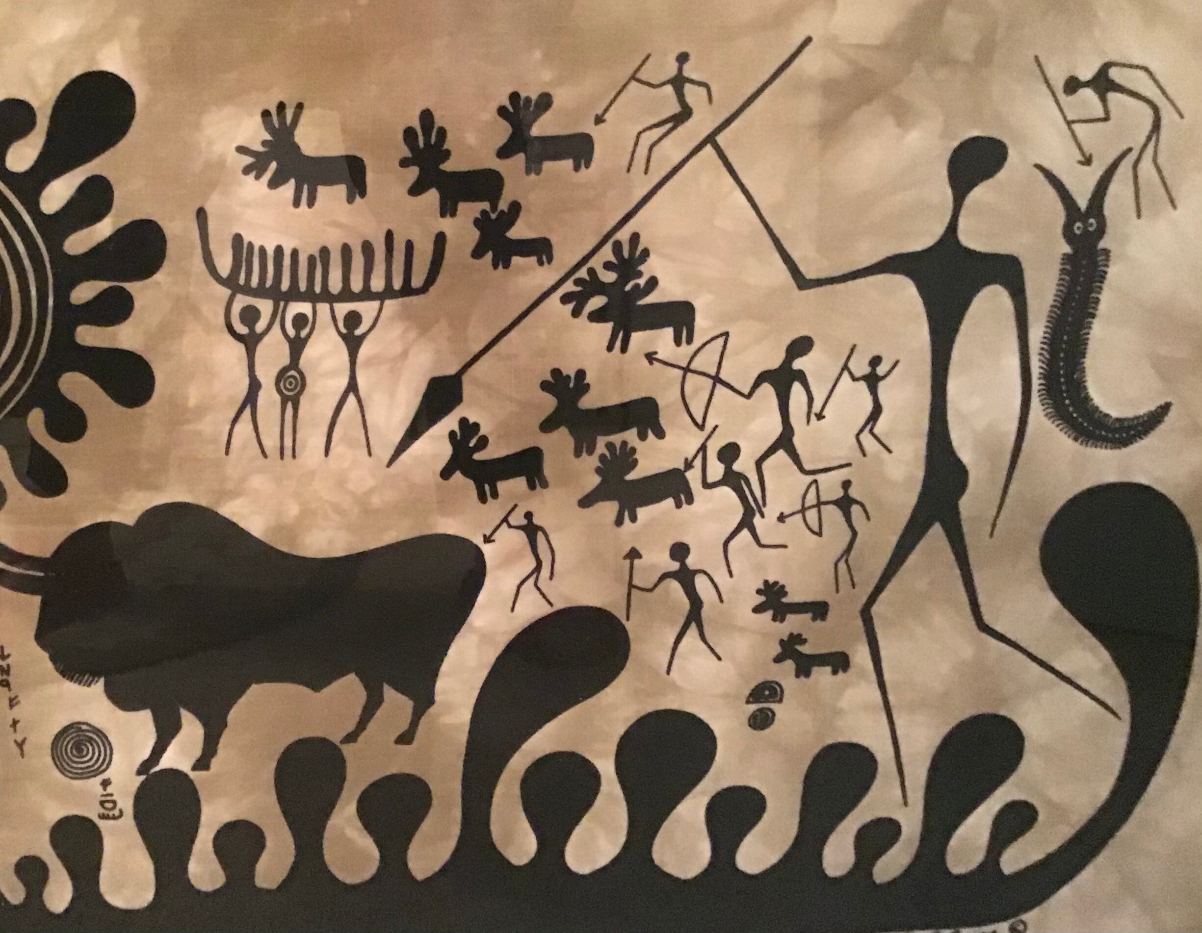 Vintage 1980s Heidi Lange Print • Orig. African Batik • 34x26