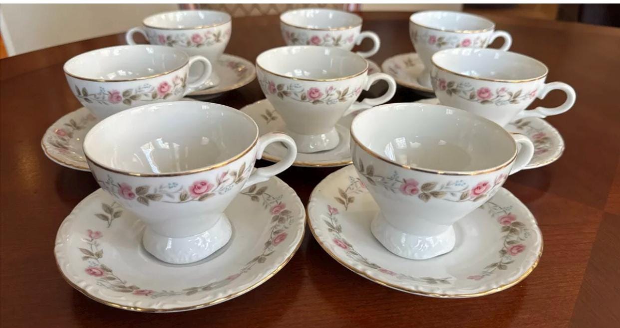 Vintage 1960 44pc Bristol Dish Set <> Bristol Spring Garden Dish