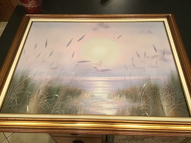 Vintage C. Melton Seascape Oil Painting 30 X 40 Etsy