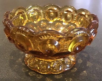 Vintage Moon and Stars Bowl <> Candy Bowl <> Amber <> 4 1/2" Diameter <> L.E. Smith <> 1960s <> Mid Century Modern <> EXCELLENT CONDITION