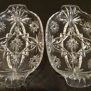 Vintage 2 Anchor Hocking Relish Bowls Star of David Early American Glass Divided Bowls 1960 Mid Century Modern EXCELLENT CONDITION image 5
