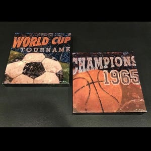 Vintage 1990s 2 Sports Prints • Artist Aaron Christensen Wall Art • Repro From Orig • Stretched Canvas • Excellent Condition • FREE SHIPPING