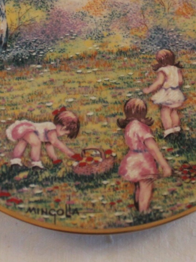 Vintage Picking Flowers Plate Collector Plate by Dominic Mingolla Ltd Edition 1977 EXCELLENT CONDITION