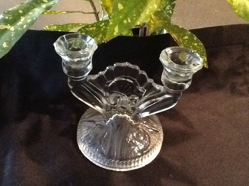Depression Glass 2 Iris & Herringbone Candelabras Etsy