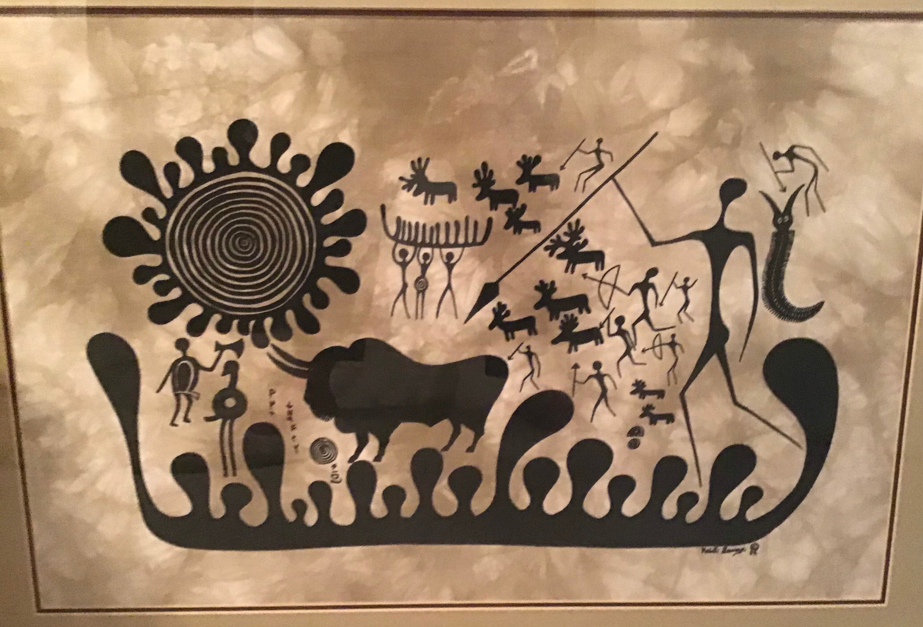 Vintage 1980s Heidi Lange Print • Orig. African Batik • 34x26