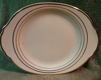 Vintage Salem China Platter <> Etude Pattern <> 22 Kt. Gold <> Art Deco Style <> 14" X 11" <> 1960's <> GREAT VINTAGE CONDITION