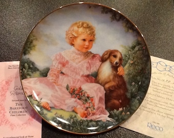 Sandra Kuck Collectible Plate <> Barefoot Children Collection <> Golden Afternoon <> 1980's <> EXCELLENT CONDITION