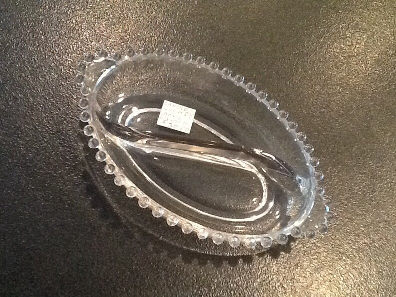 Great Condition 1950/'s FREE SHIPPING Depression Glass Candlewick Oval Bowl Two Handled Divided Crystal Imperial Glass Co