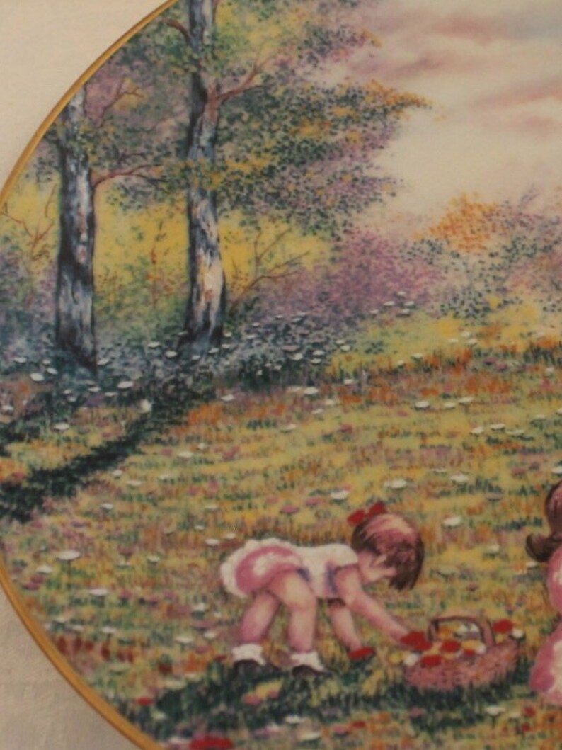 Vintage Picking Flowers Plate Collector Plate by Dominic Mingolla Ltd Edition 1977 EXCELLENT CONDITION
