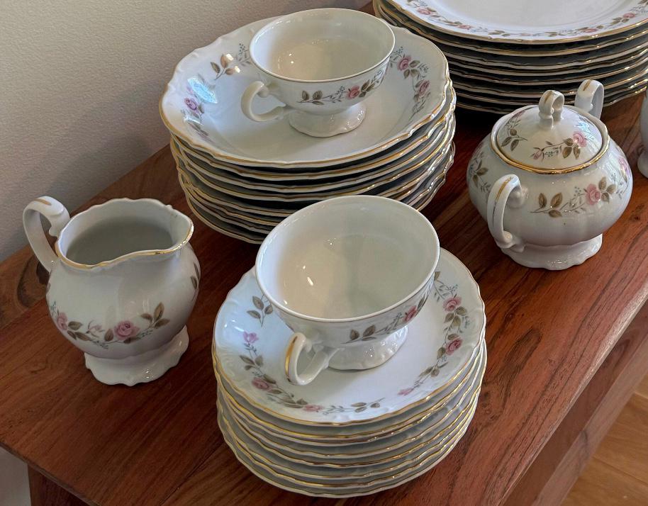 コレクション BRISTOL made in USA '60  GF Vintage 1960 44pc Bristol Dish Set <> Bristol Spring Garden Dish