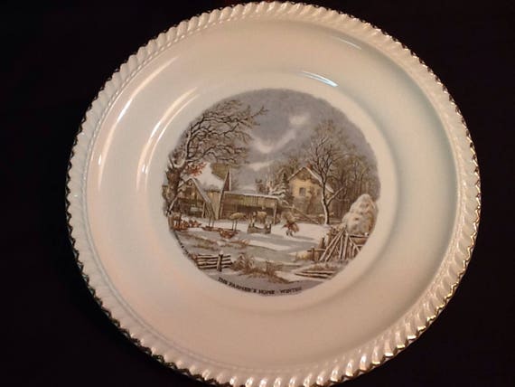 Vintage Harkerware Currier & Ives Dinner Plate The Vintage Harkerware Currier & Ives Dinner Plate The