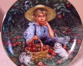 Sandra Kuck Collectible Plate <> Barefoot Children Collection <> Apple Tree <> Hand Painted <> 1980 <> EXCELLENT CONDITION