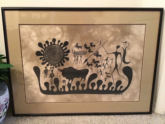 Vintage 1980s Heidi Lange Print • Orig. African Batik • 34x26