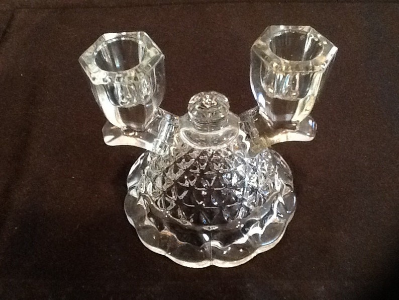 Depression Glass Candelabra Laced Edge Pattern Etsy