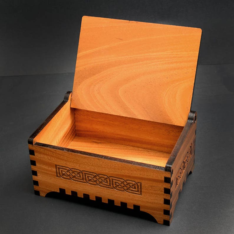 Mahogany Wooden Jewelry Box Celtic Claddaugh Design Laser Etsy