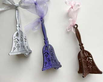 3-Dimensional Folk Art Hand Bell Christmas Ornament 3D, or Hanging Car Charm