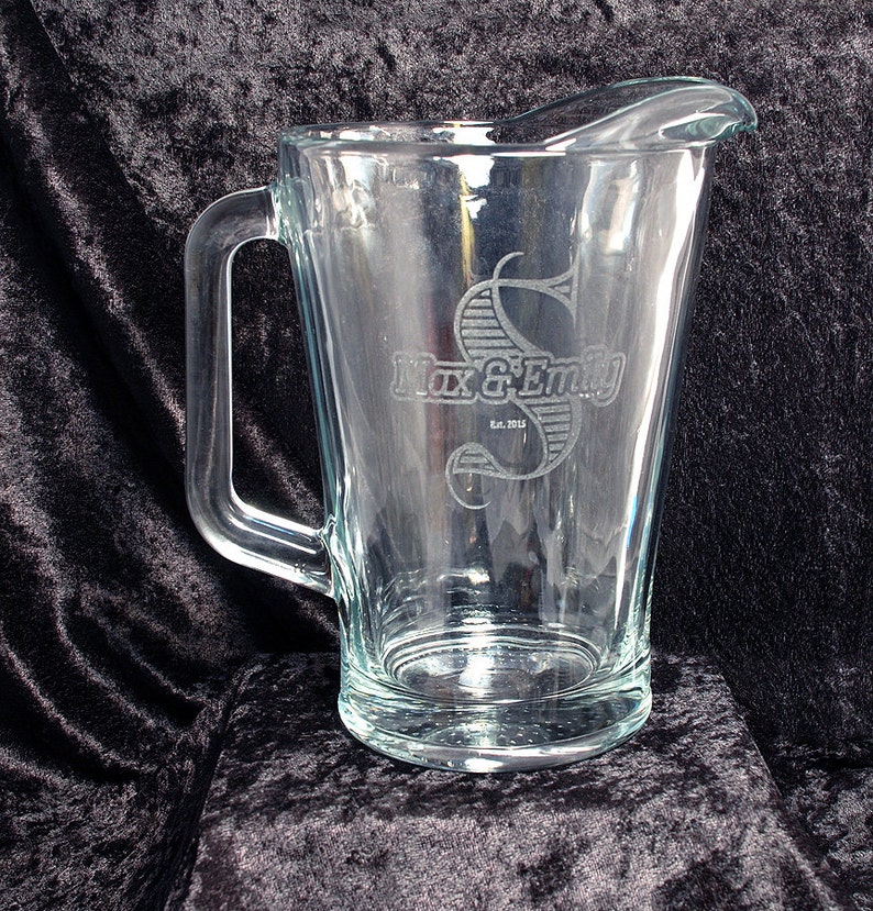 60 Oz. Glass Beer Pitcher Monogrammed or Personalized Etsy
