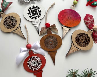 Laser Cut 1 & 2-Layer Teardrop Sunburst Ornament – Christmas Decoration or Holiday Car Charm