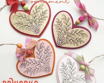 Layered Floral Heart Ornament or Car Charm, Valentine's Day Gift, Love