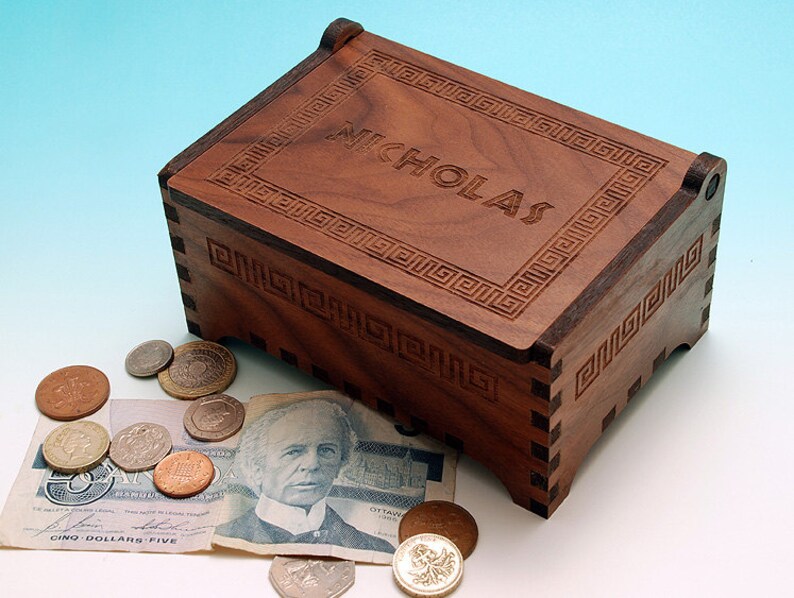 Custom Wooden Jewelry Box Greek Key Design Laser Cut and Etsy