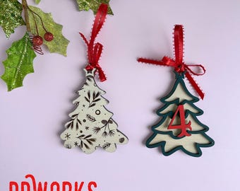 Numbered Wooden Ornaments for your Artificial Tree Sections - Christmas Decor - Set of 5