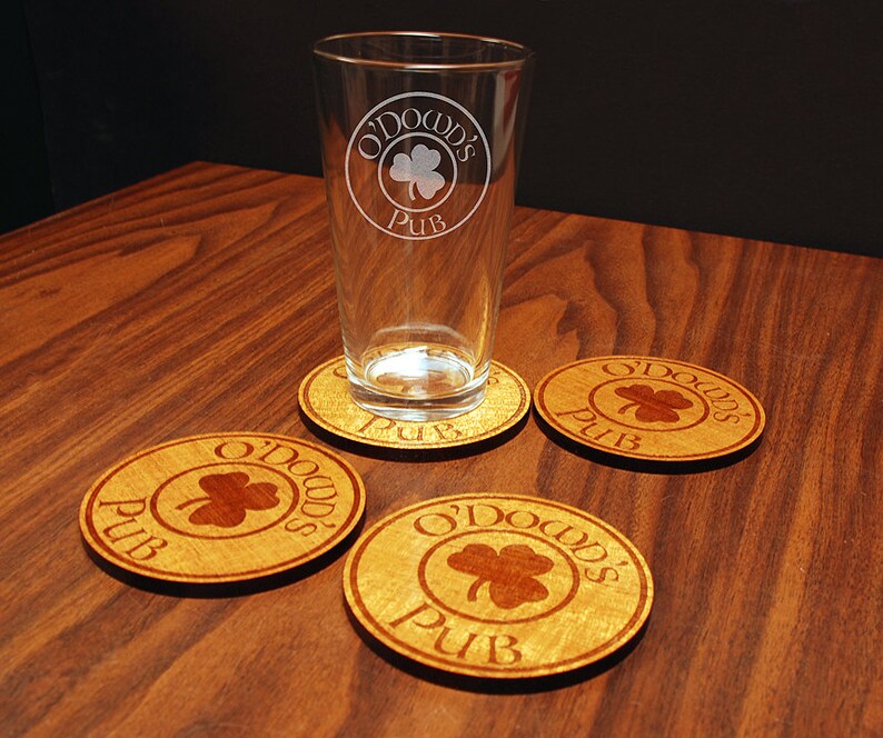 Set of 4 Personalized Wooden Coasters Irish Pub Etsy