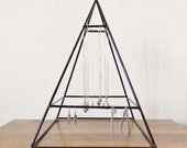 Tall Welded Jewelry Display Pyramid in Gloss Black