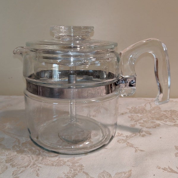 Vintage Pyrex Flameware coffee pot percolators 7754 7756 6 + 4 cup Complete & parts pump stem basket