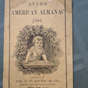 Antiker alter Farmers Ayers Almanac Boston Lowell MA 1867 1880 1884 1891 1899 1914 1923