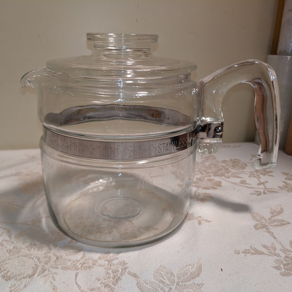 Vintage Pyrex Flameware coffee pot percolators 7754 7756 6 + 4 cup Complete & parts pump stem basket