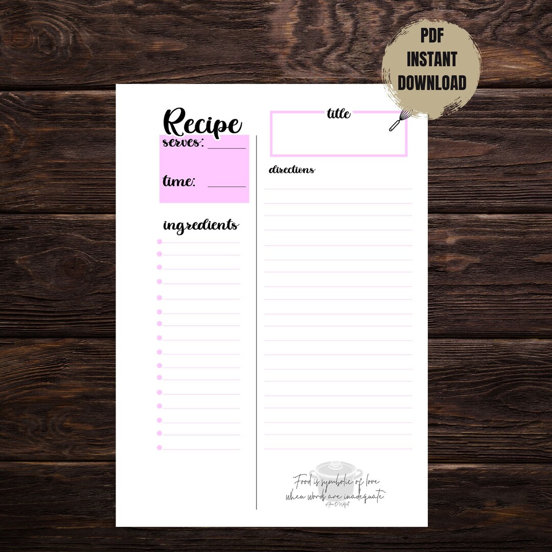 Recipe Printable Page Recipe Template - Il 1080xN.5023758224 Brpa 