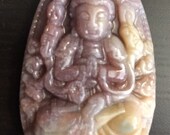 Carved Indian Agate Pendant or Altar Totem of Buddha in Meditation