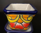 Authentic Talavera Mini Plant Pot and Saucer Set