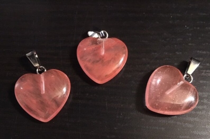 Cherry Quartz Heart Pendant with Bail