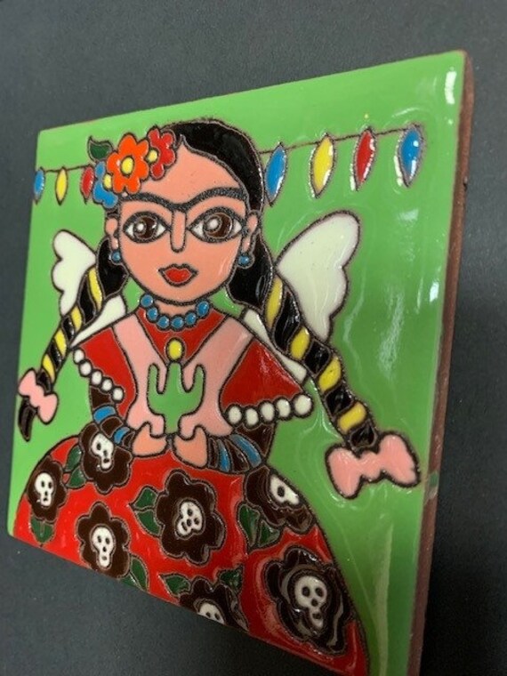 Glazed 4” Square Tile of an Adelita Woman Soldier 24790 