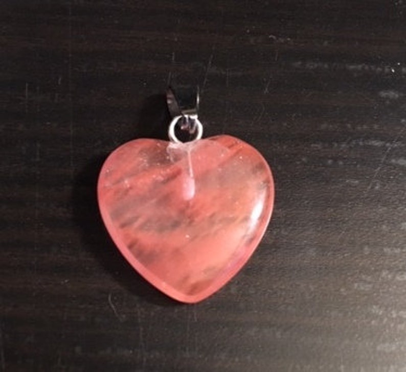 Cherry Quartz Heart Pendant with Bail