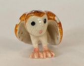 Hand-Painted Miniature Barn Owl Ceramic Figurine 24998