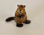 Hand-Painted Miniature Beaver Ceramic Figurine 25029