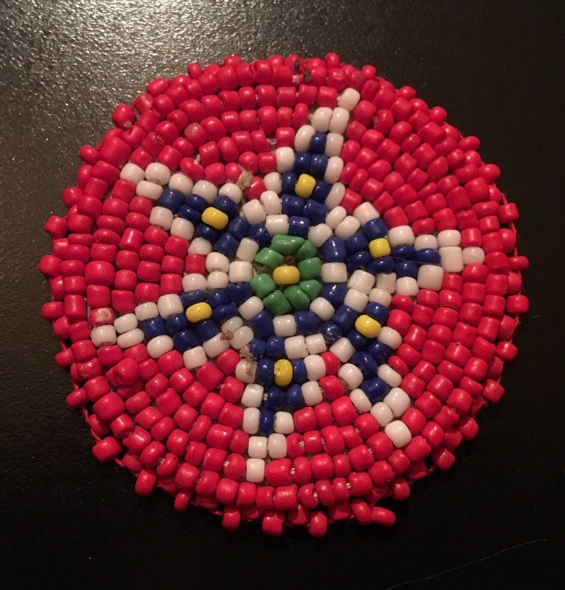 Beaded Patch Emblem Rosette with Starburst Design
