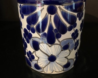 Authentic Hand-Painted Talavera Toothbrush Holder – Blue & White 25463